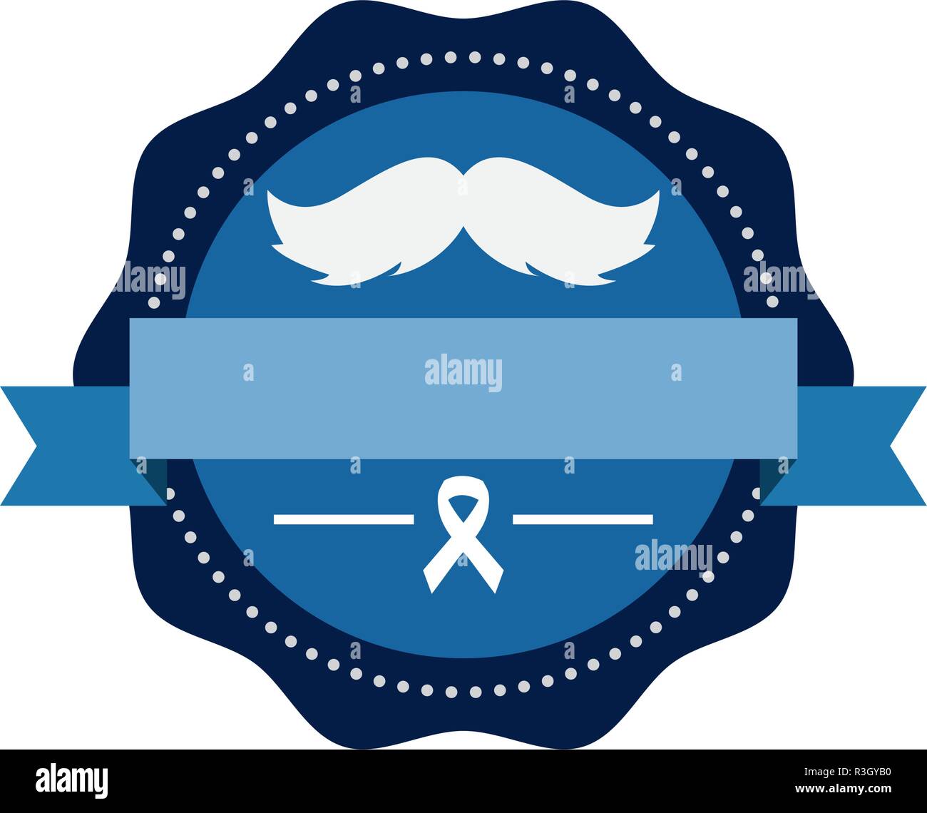 label mustache ribbon movember prostate cancer vector illustration Stock Vector