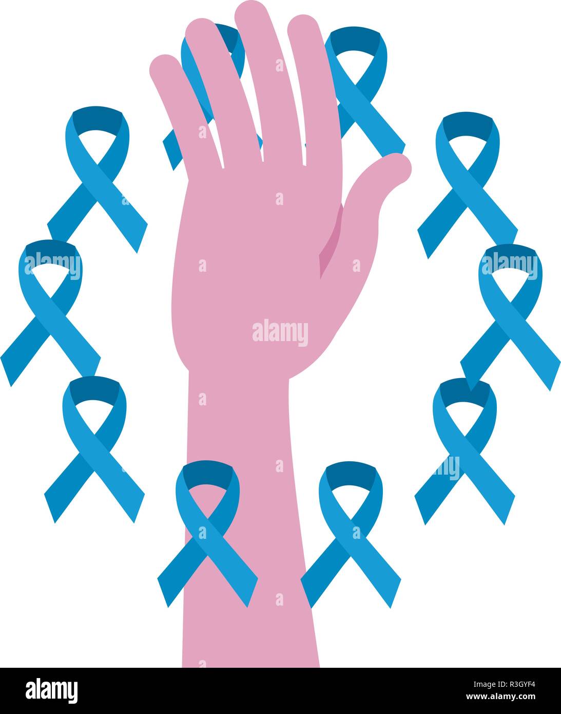 hand ribbons campaign movember prostate cancer vector illustration ...