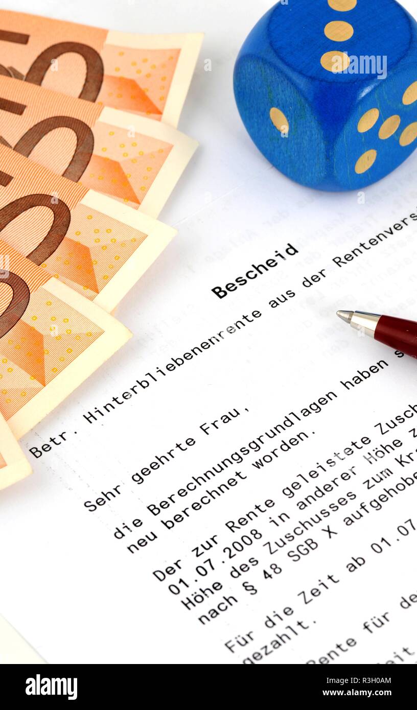 Rentenbescheid Pension Approval Certificate Stock Photo