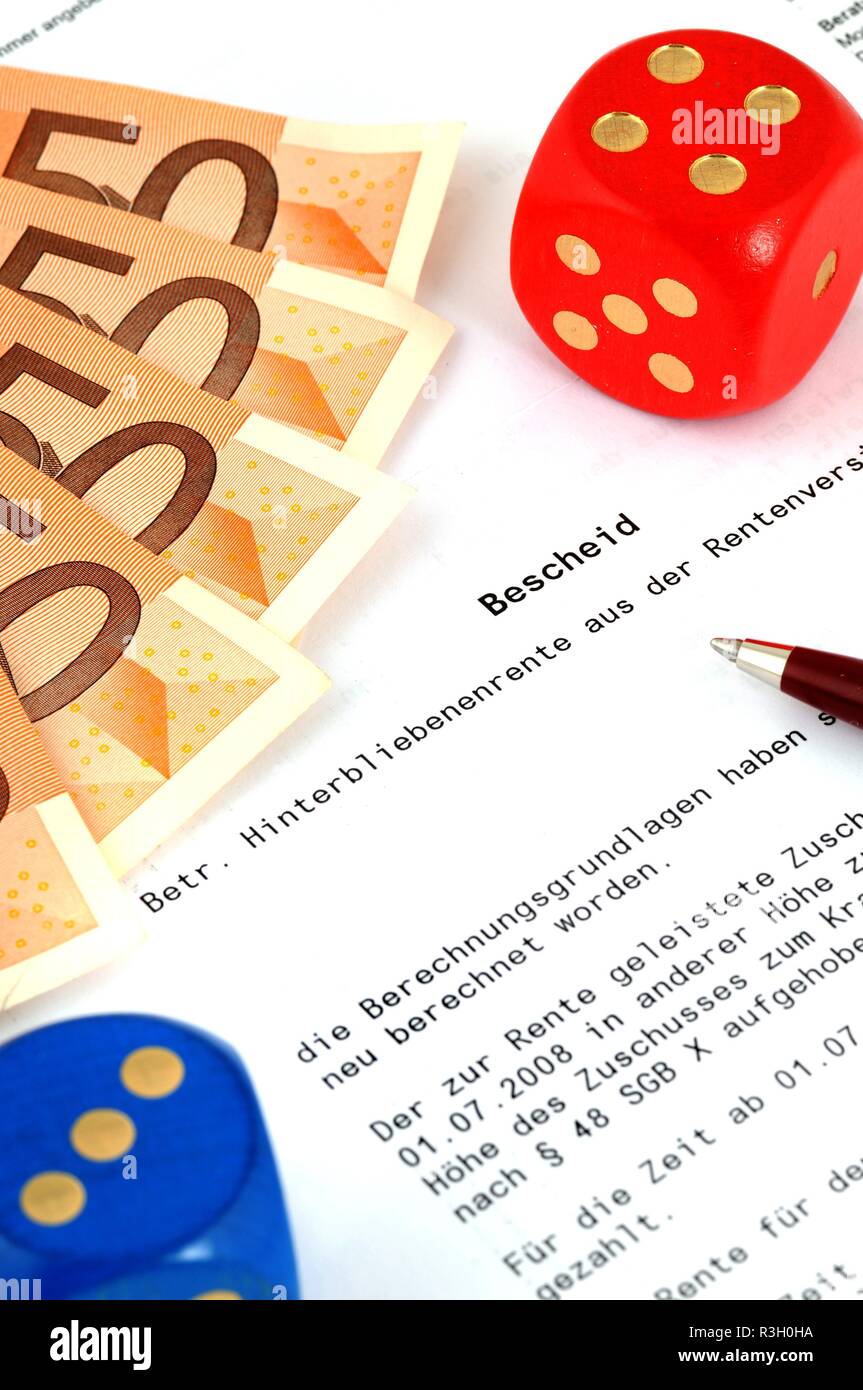 Rentenbescheid Pension Approval Certificate Stock Photo