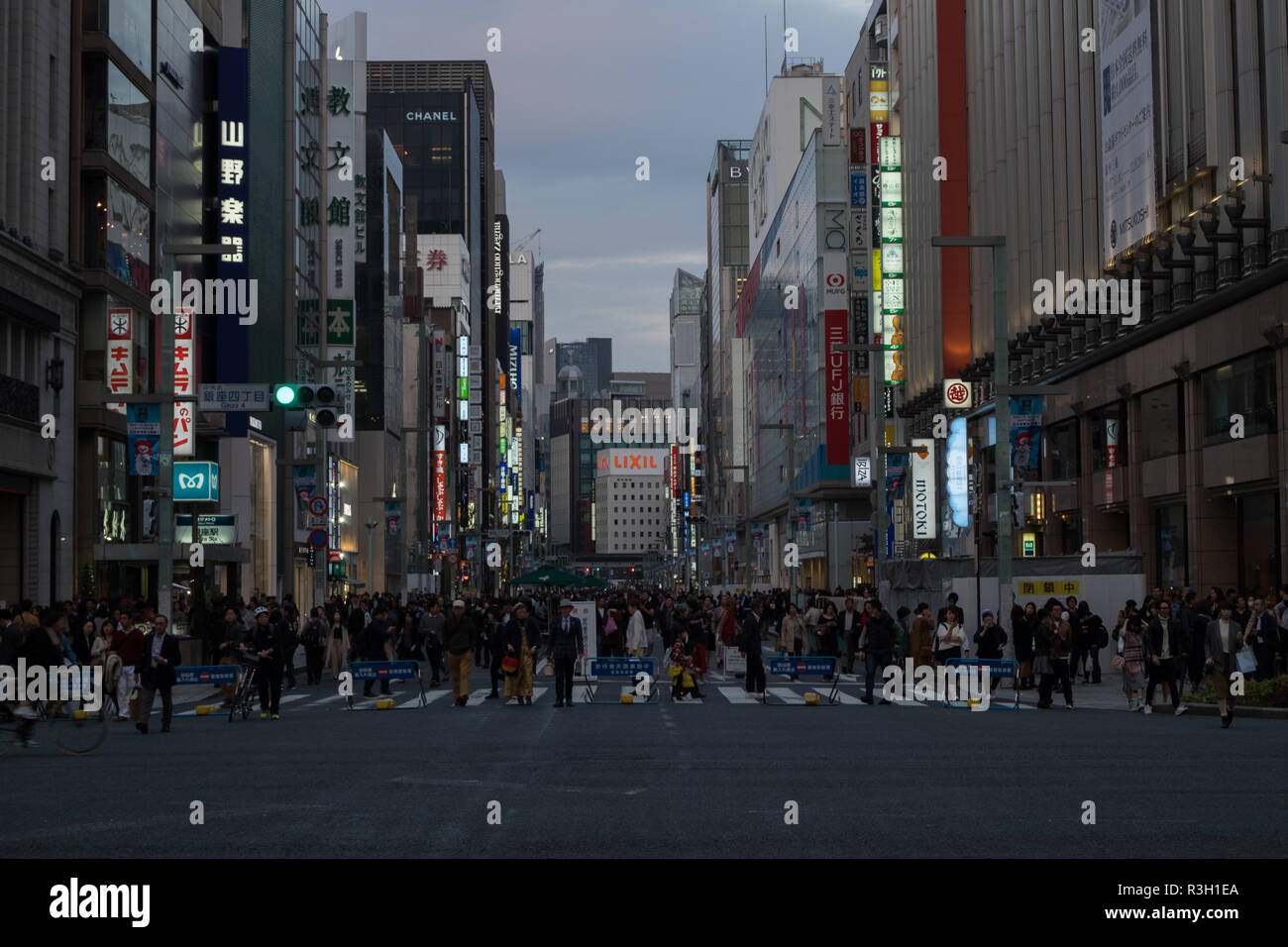 japan, tokyo, the main street of the neighborhood ginza