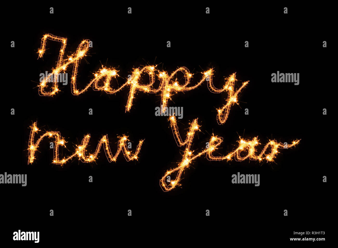 happy new year - sparklers writing Stock Photo