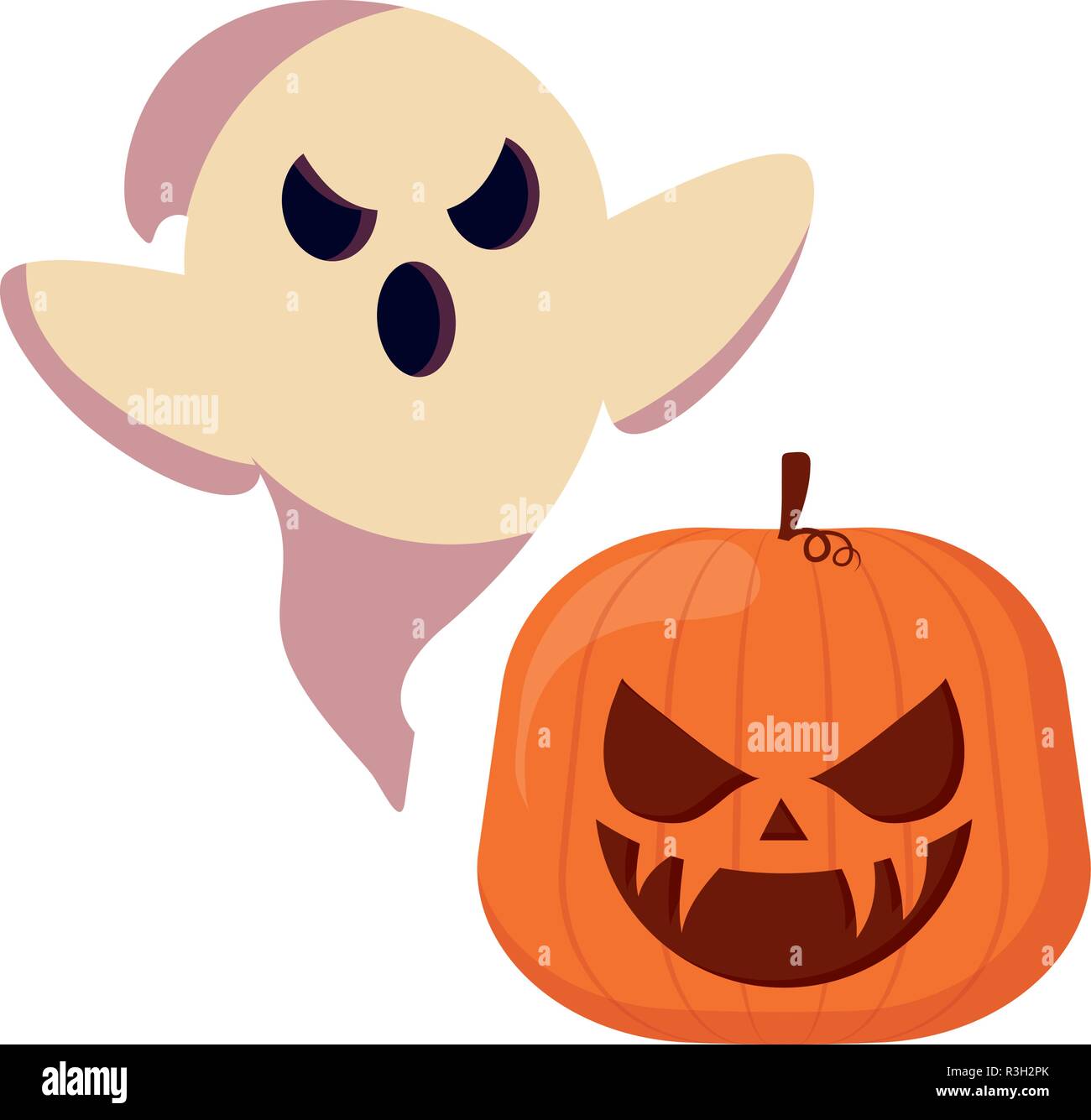 pumpkin and ghost halloween celebration vector illustration Stock ...