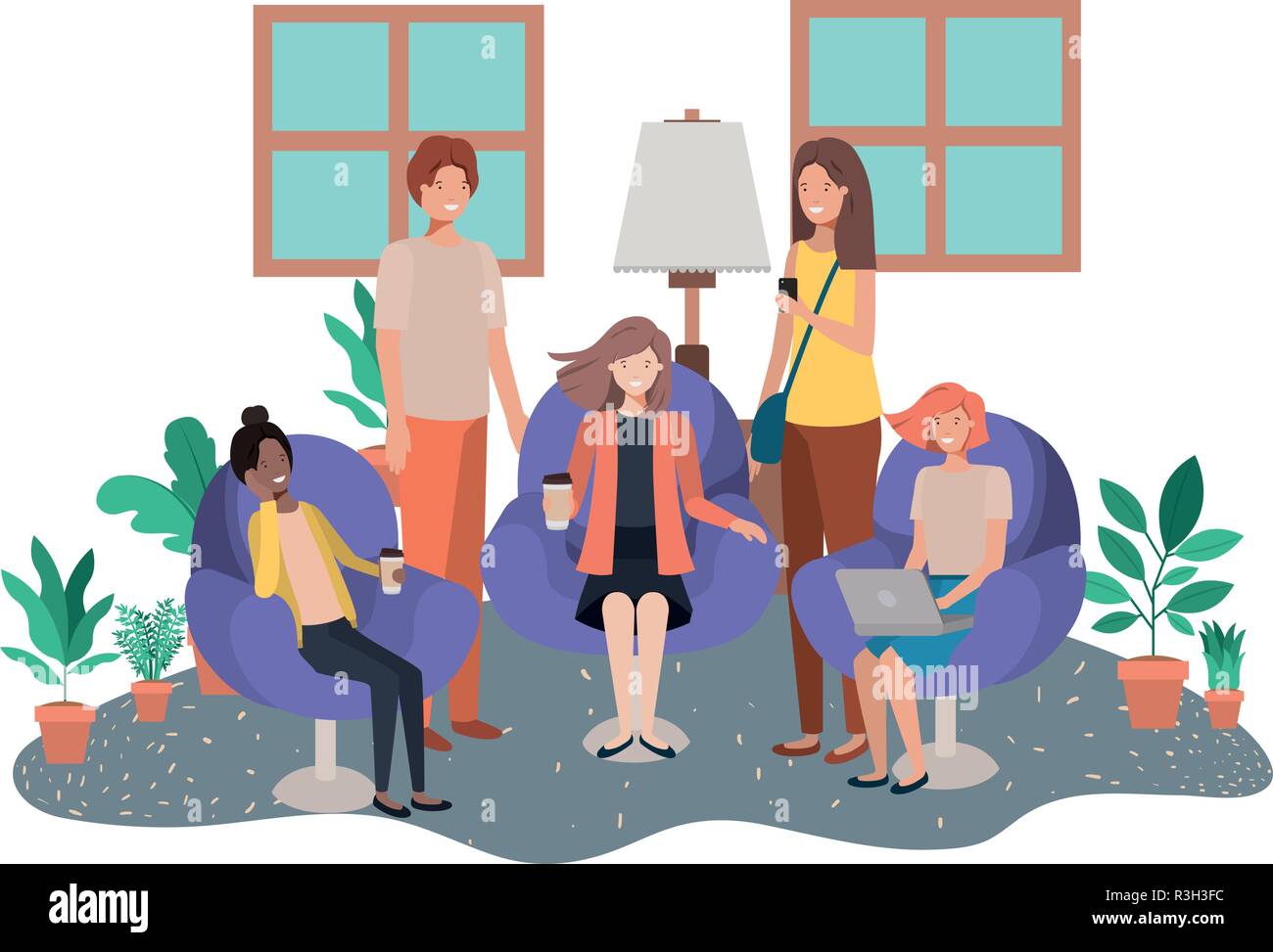 group of people using technology devices Stock Vector Image & Art - Alamy