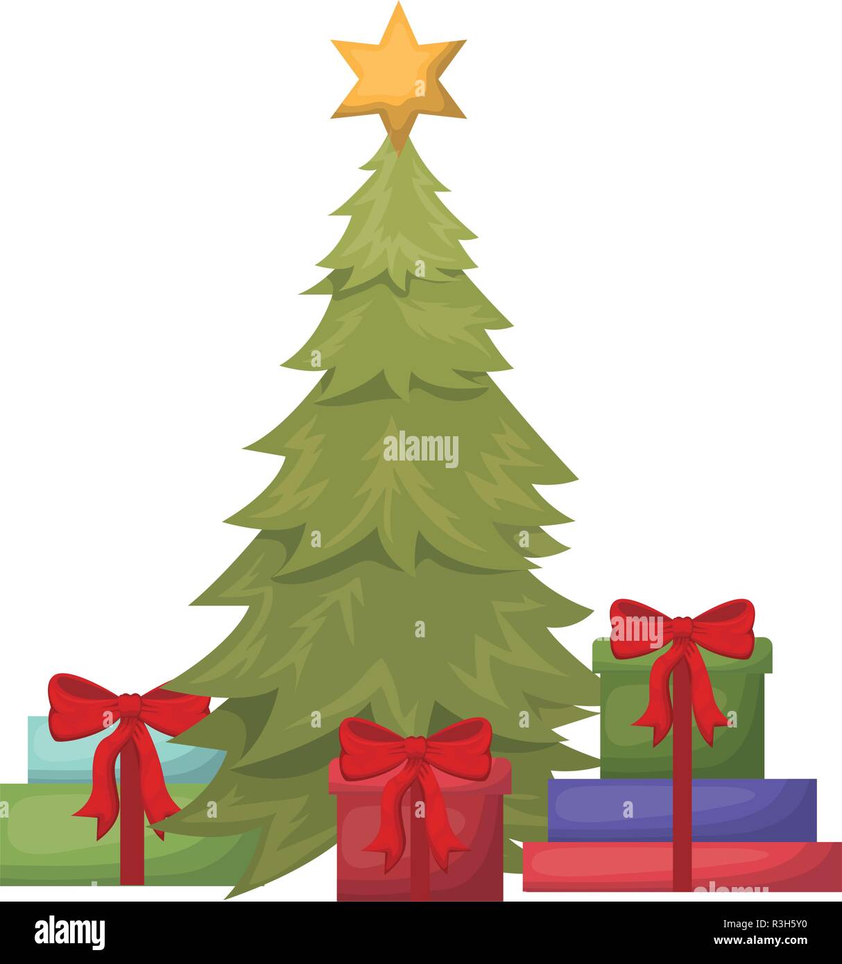 Christmas tree with gifts isolated icon Stock Vector Image & Art - Alamy