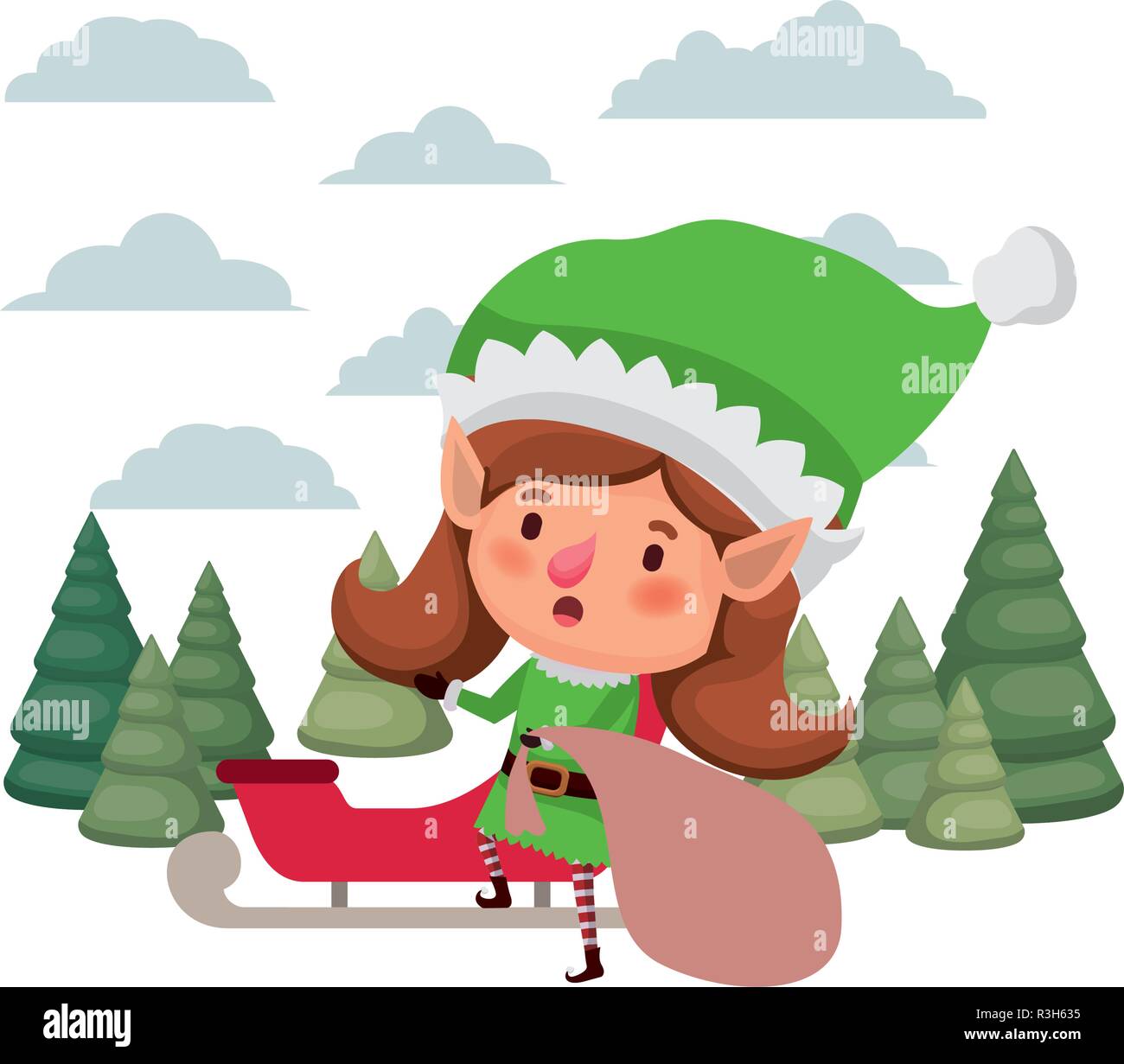 elf woman with sleigh avatar chatacter Stock Vector Image & Art - Alamy