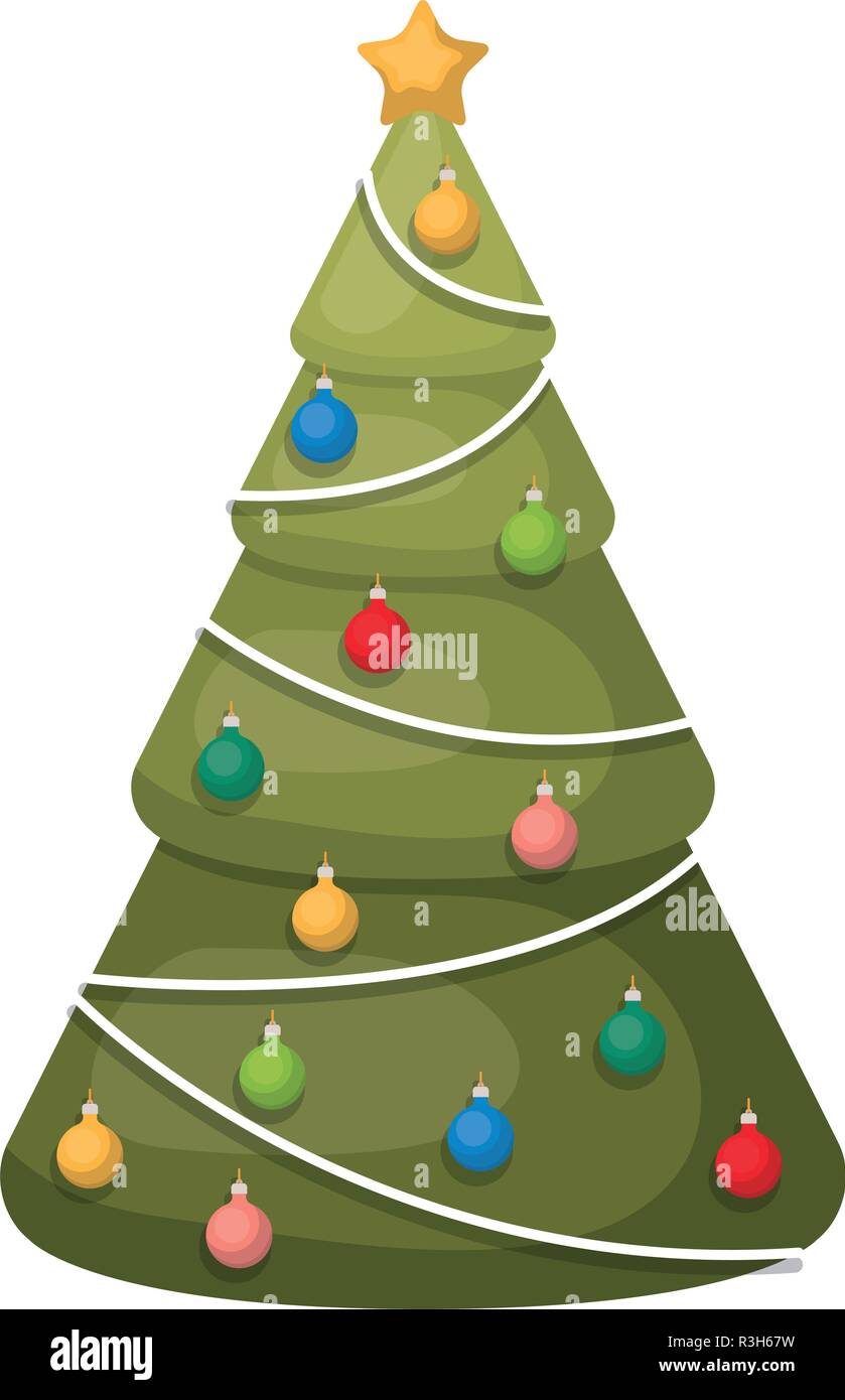 christmas tree with hanging balls isolated icon Stock Vector Image ...