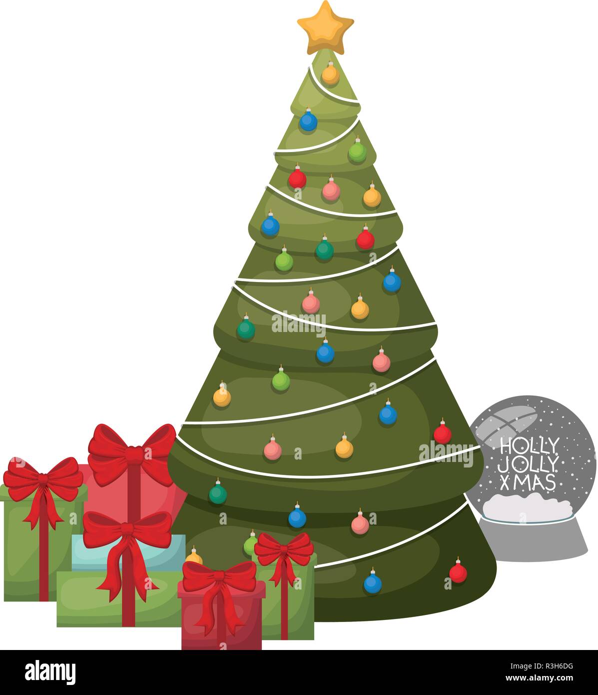 Christmas tree with gifts isolated icon Stock Vector Image & Art - Alamy