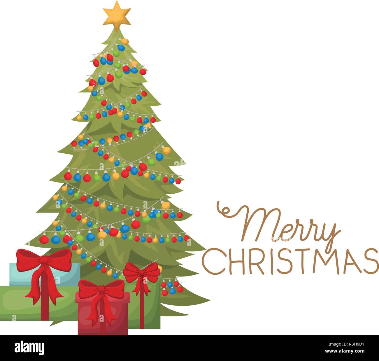 Christmas tree with gifts isolated icon Stock Vector Image & Art - Alamy