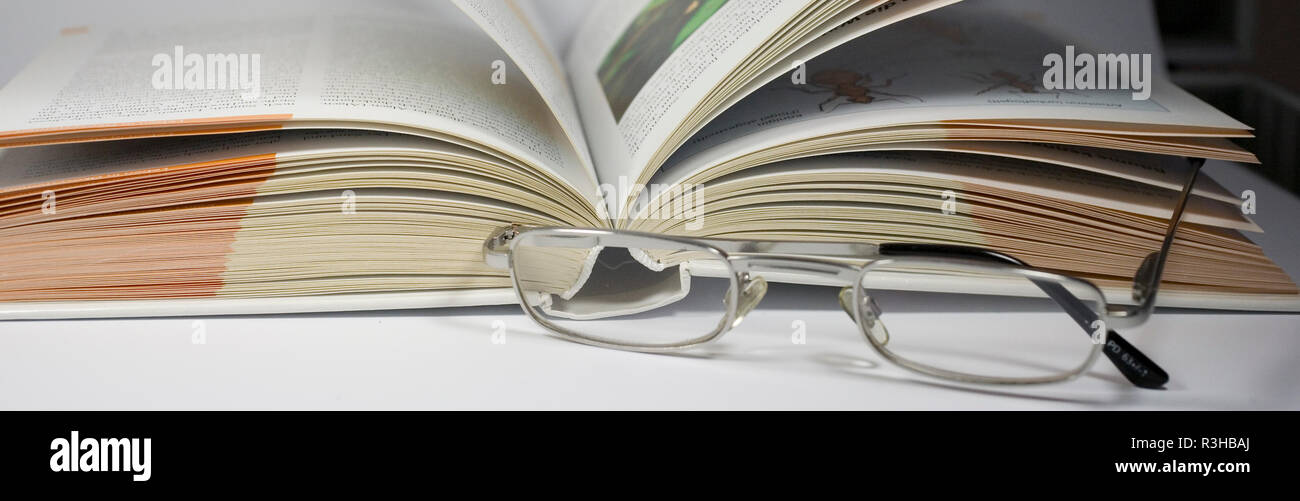 book with glasses Stock Photo