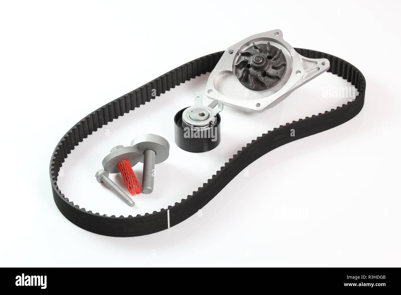 Timing Cam Tensioner Belt Kit with Water Pump. Isolated on white