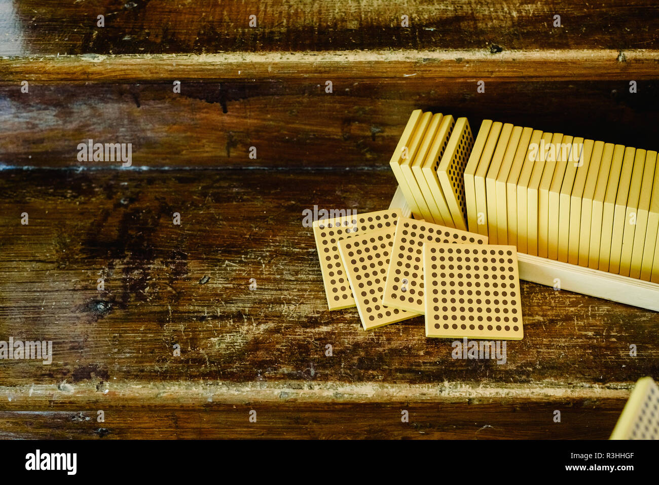 Learning montessori wooden cube of 1000 Stock Photo - Alamy