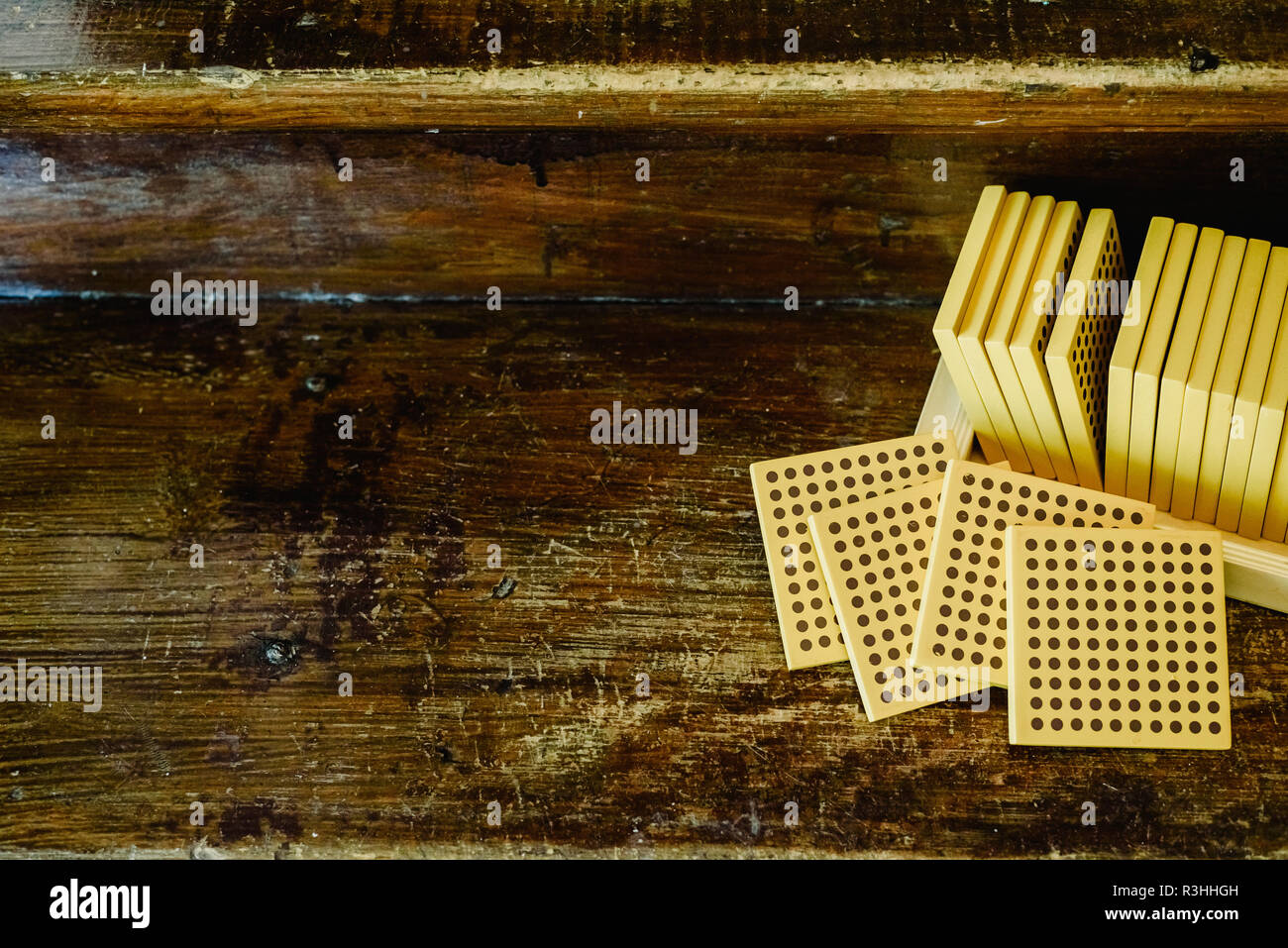 Learning montessori wooden cube of 1000 Stock Photo - Alamy