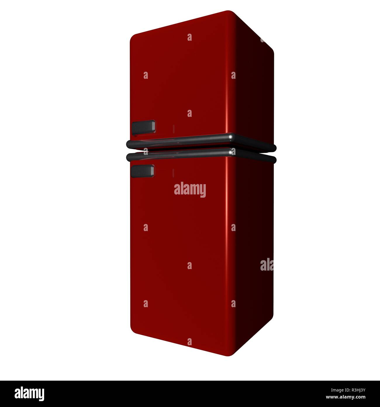 Realistic detailed 3d vintage red fridge Vector Image