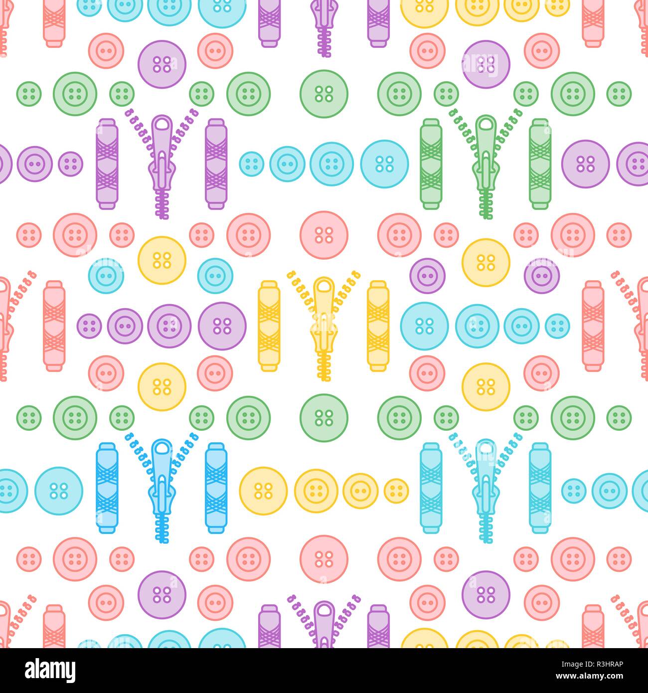 Seamless pattern with zipper, buttons, threads. Sewing and needlework ...