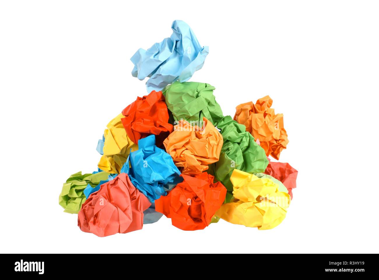 colorful crumpled paper balls Stock Photo