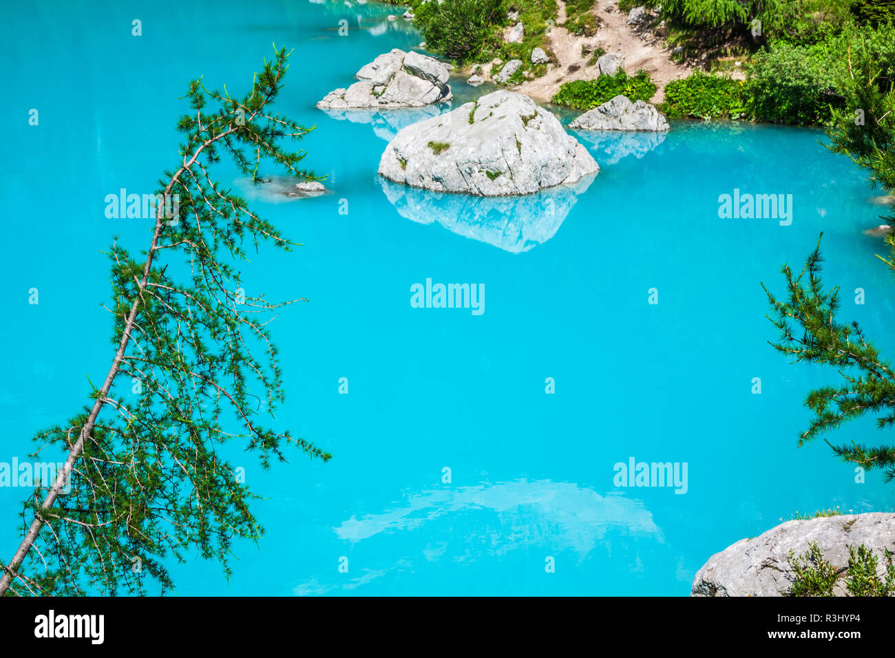 alpin lake sorapis - italian dolomites stunning landscape. Stock Photo