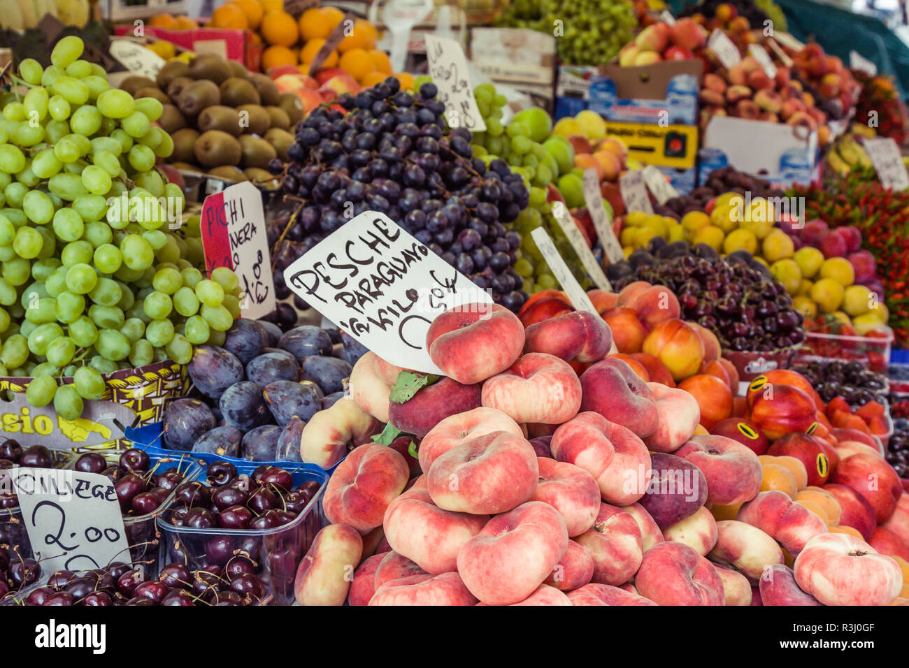 colorful groceries marketplace in venice,italy. outdoor market stall