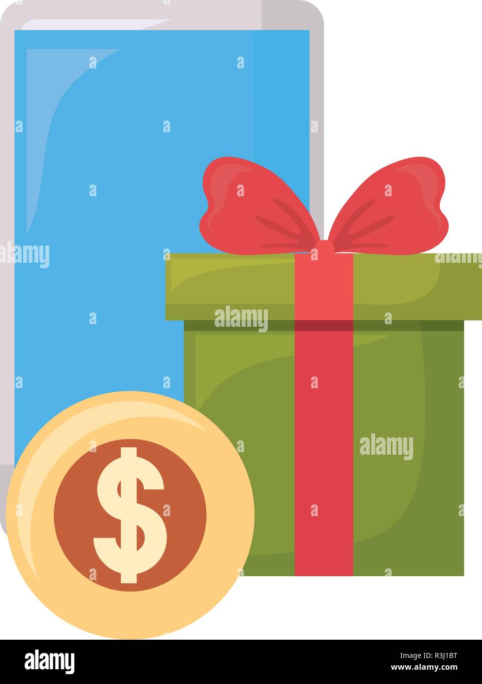 mobile gift money online shopping commerce vector illustration Stock ...