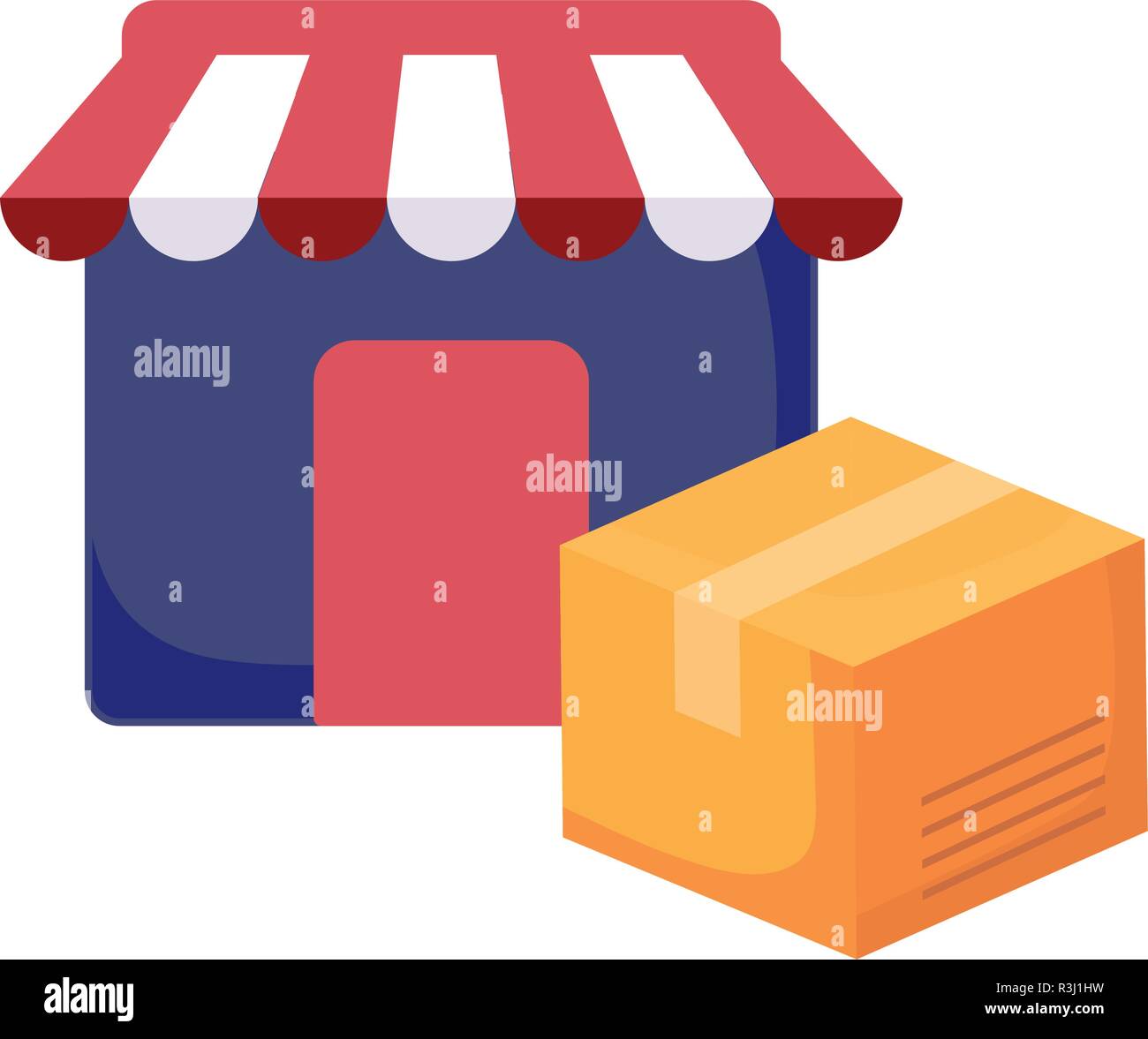 market cardboard box online shopping commerce vector illustration Stock ...