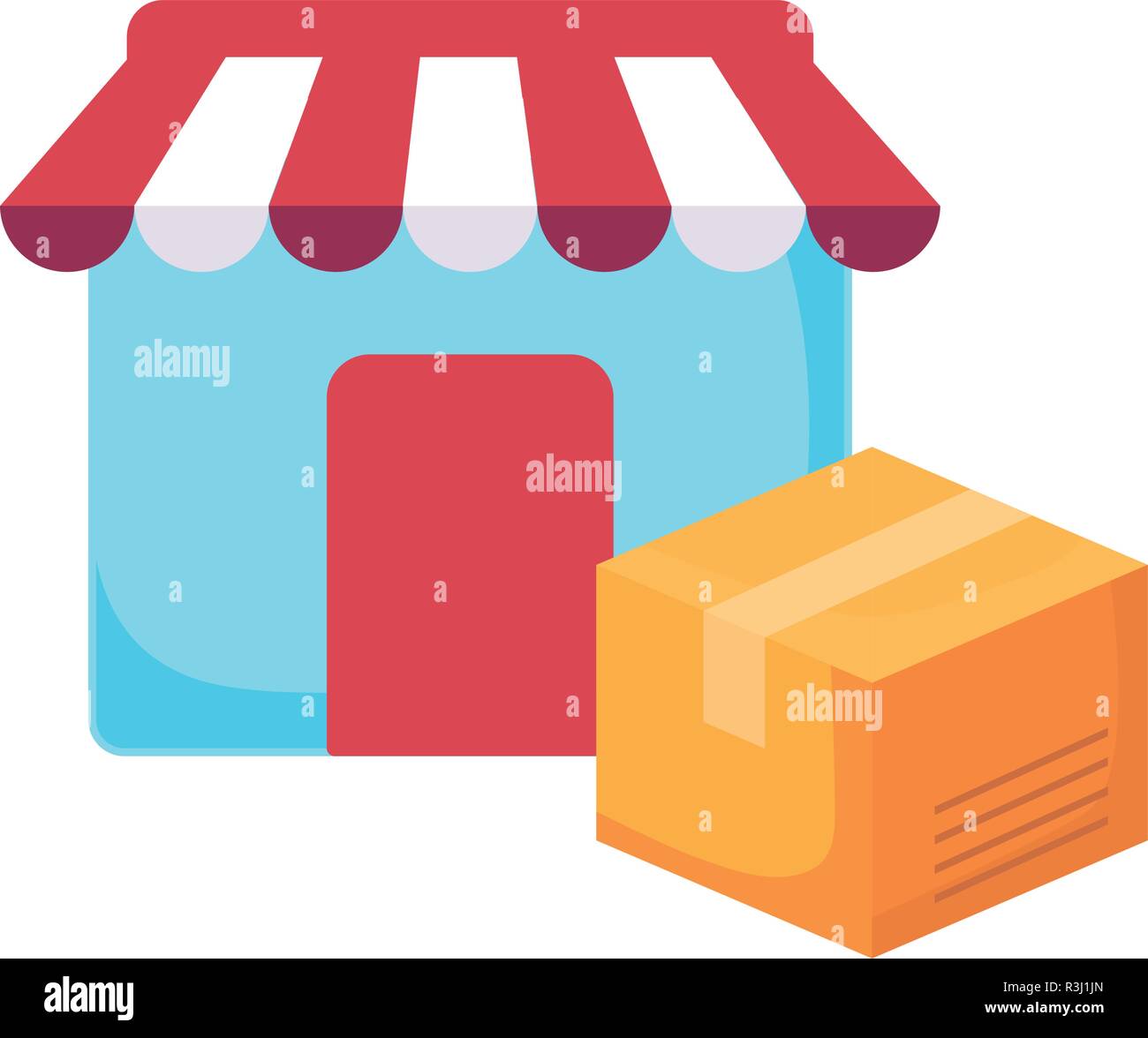 market and cardboard box online shopping commerce vector illustration ...