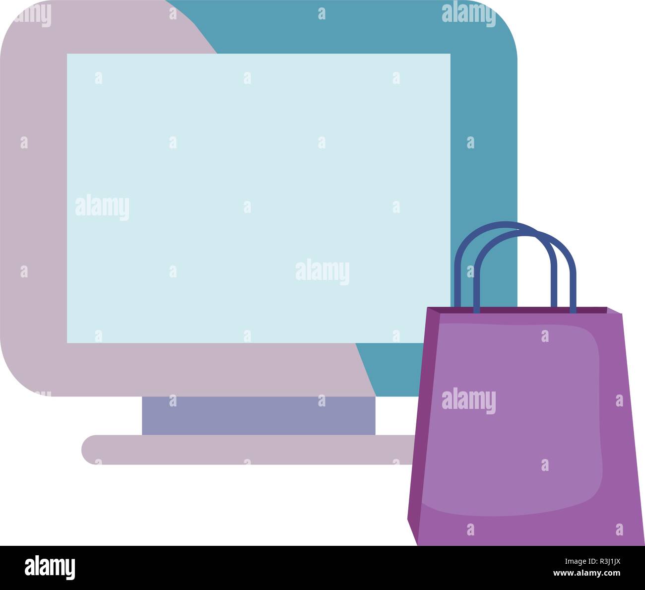 computer and bag online shopping commerce vector illustration Stock ...