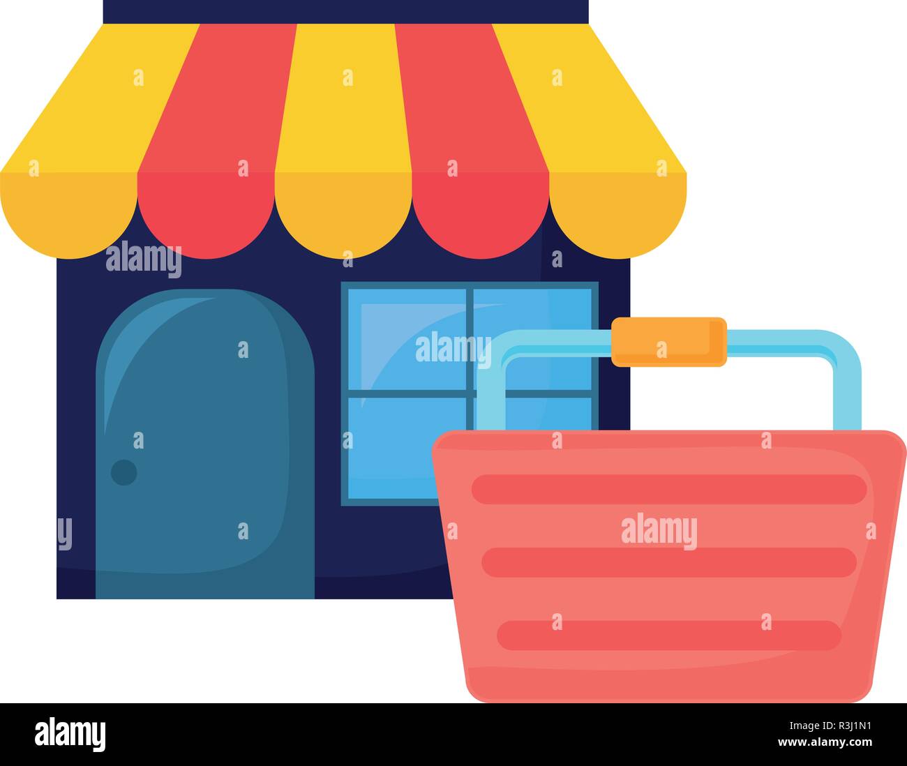 market and basket online shopping commerce vector illustration Stock ...