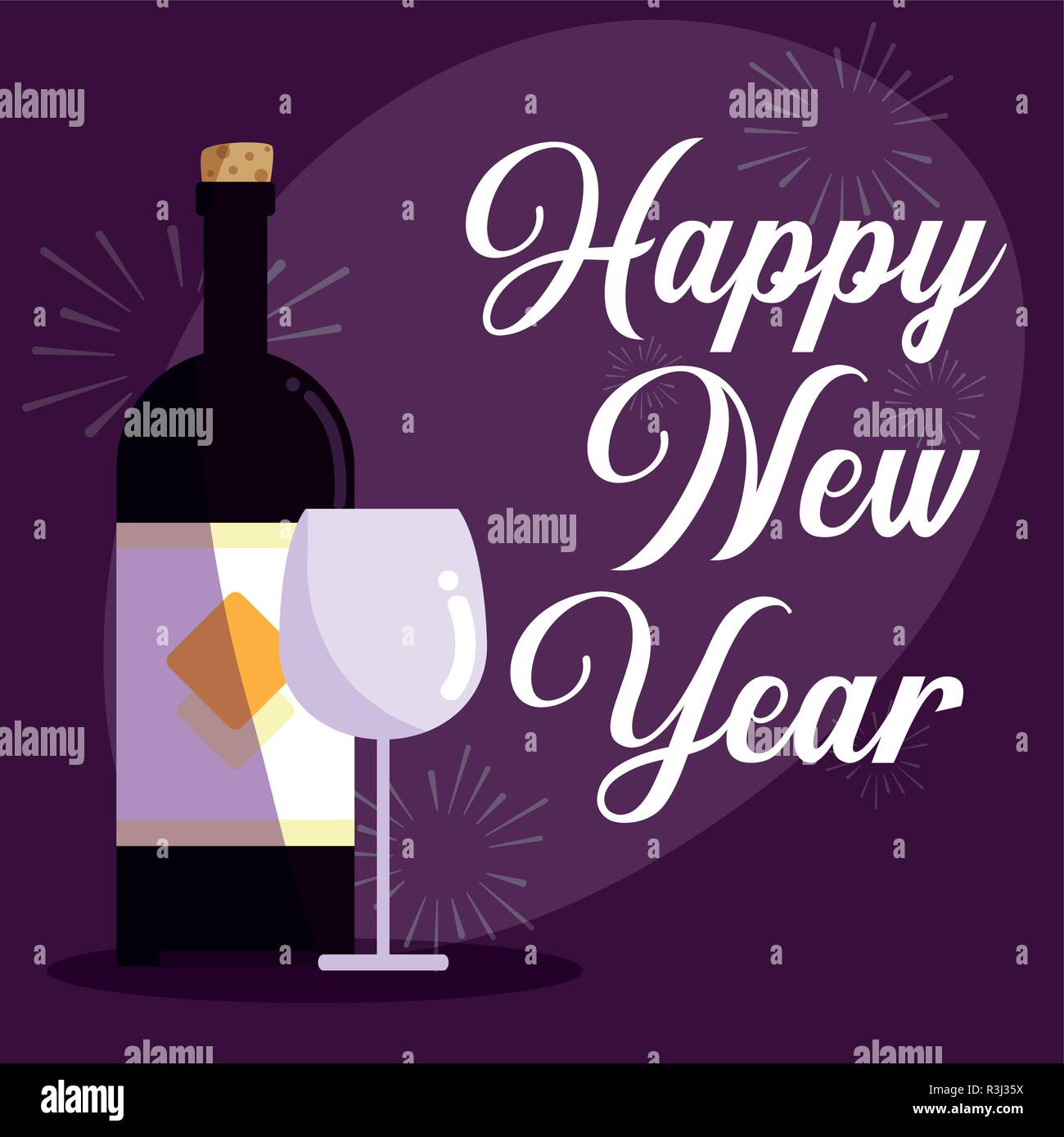 happy new year lettering vector illustration design Stock Vector Image ...