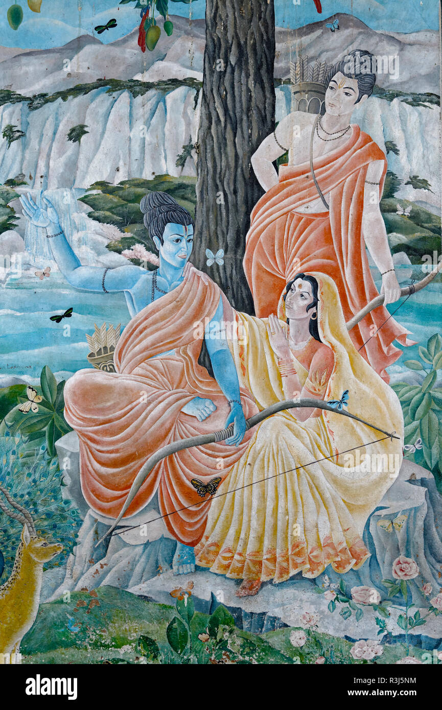 Wall paintings, Pashupatinath Temple, Kathmandu, Nepal Stock Photo Alamy