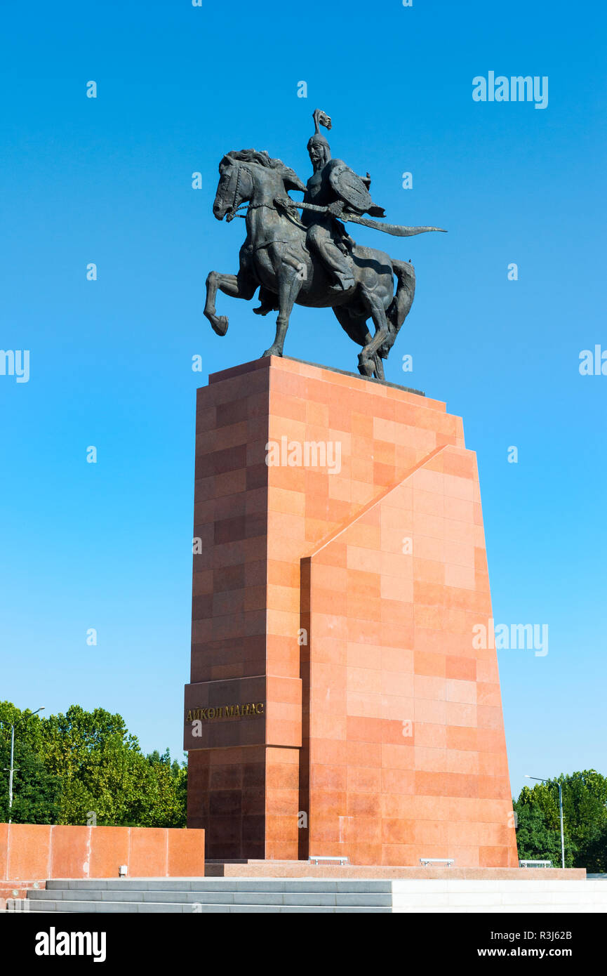 Manas Statue on Ala-Too square, Bishkek, Kyrgyzstan Stock Photo - Alamy