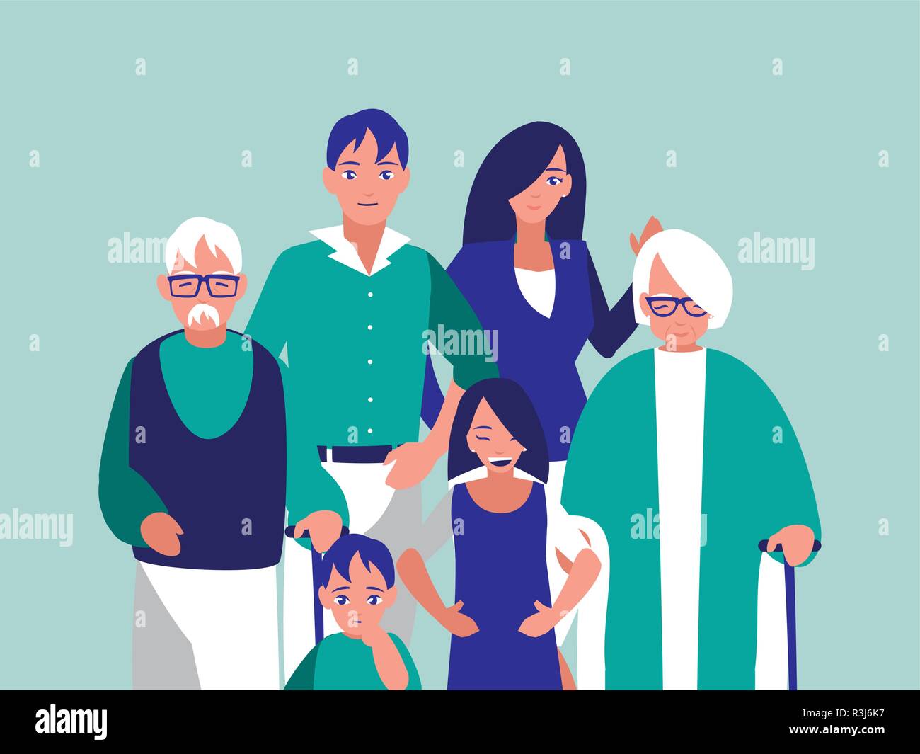 group-of-family-members-characters-vector-illustration-design-stock