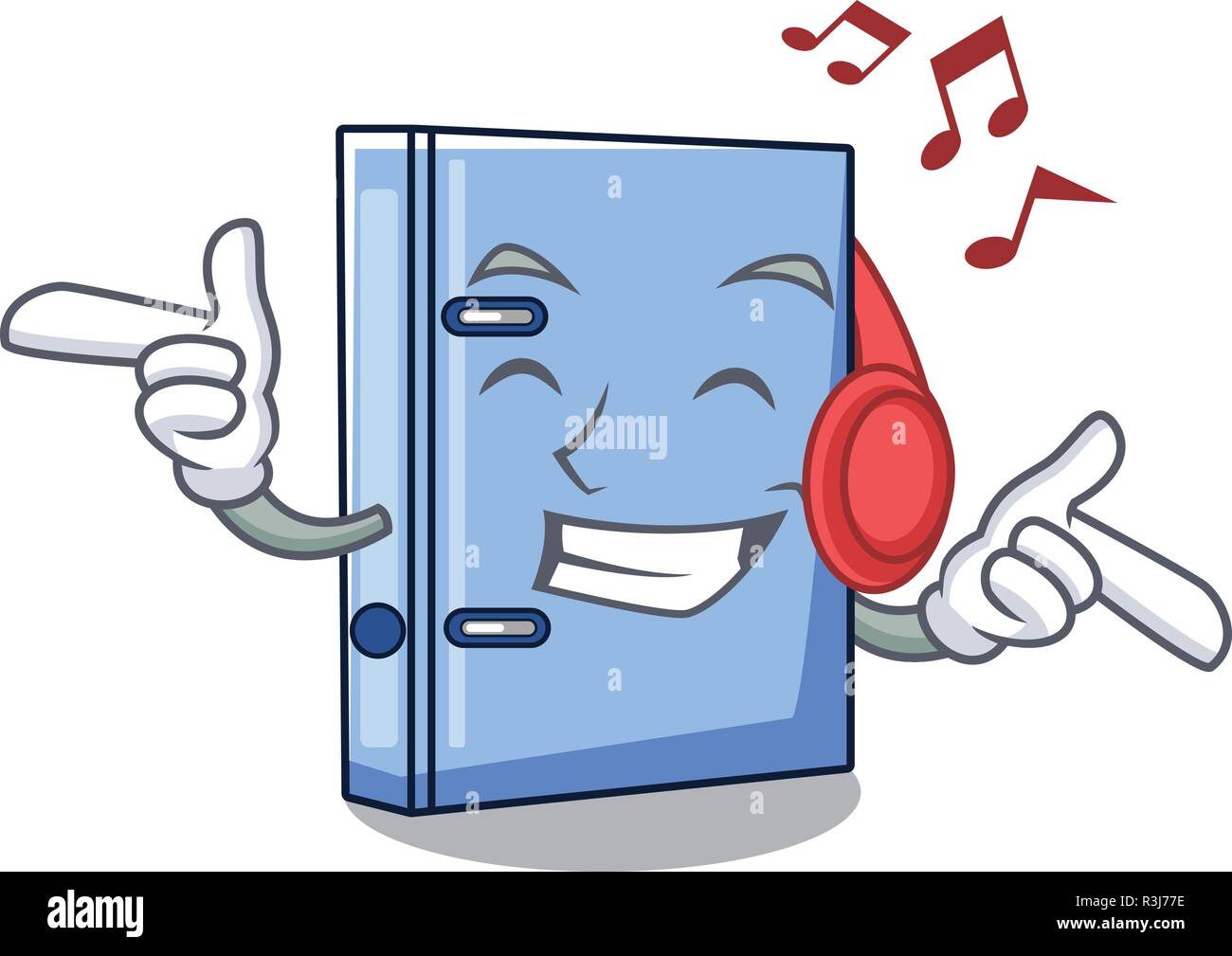 Listening music office binder mascot blank copy book Stock Vector Image