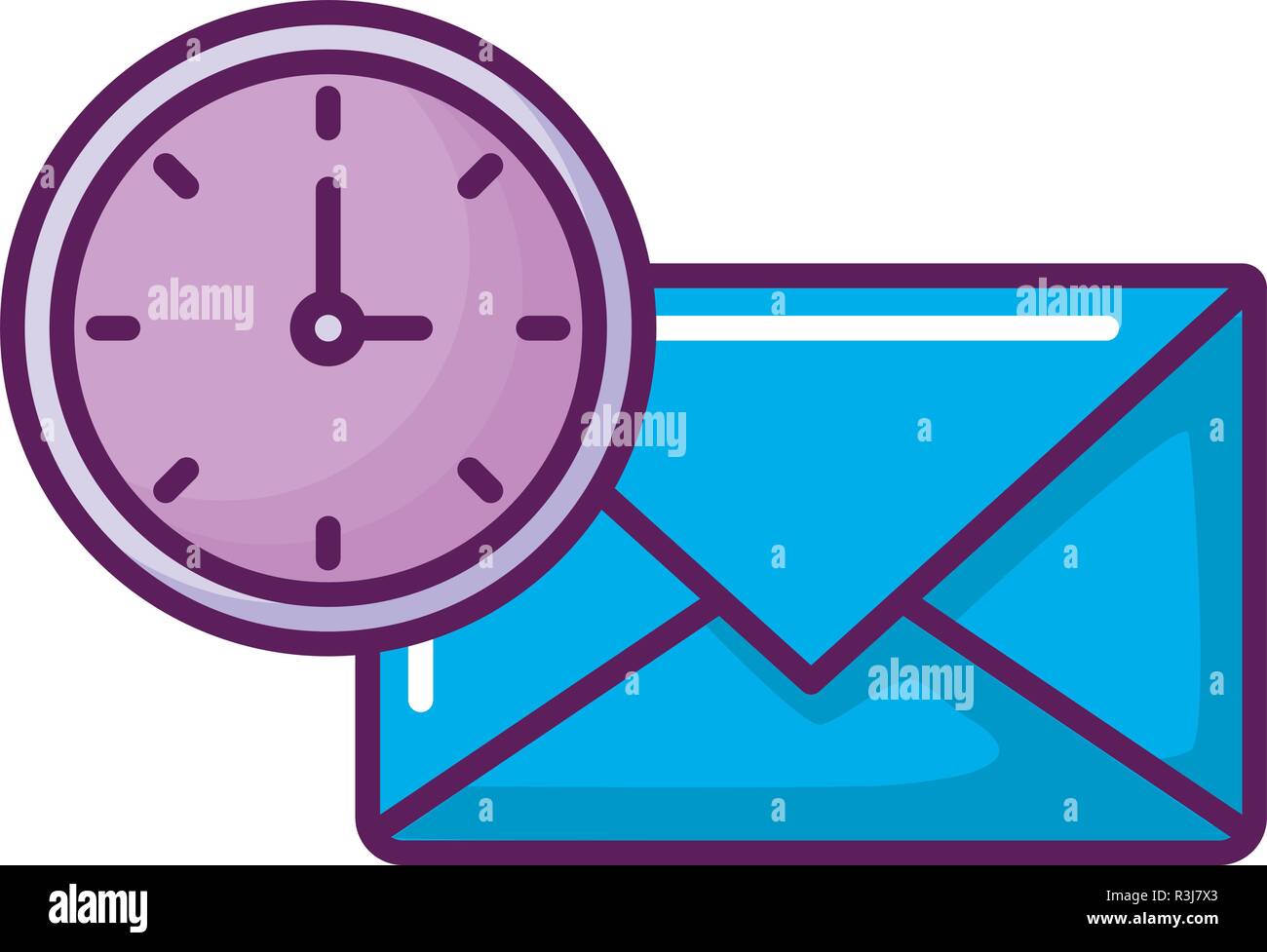 clock and envelope over white background, vector illustration Stock ...