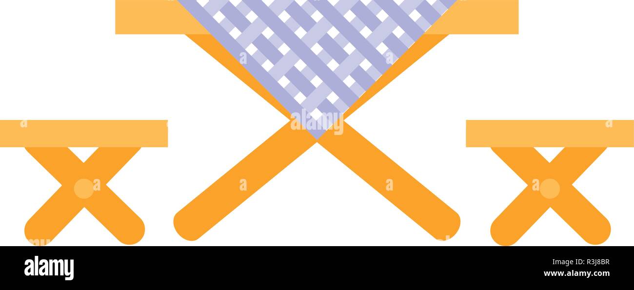 picnic table icon over white background, vector illustration Stock Vector