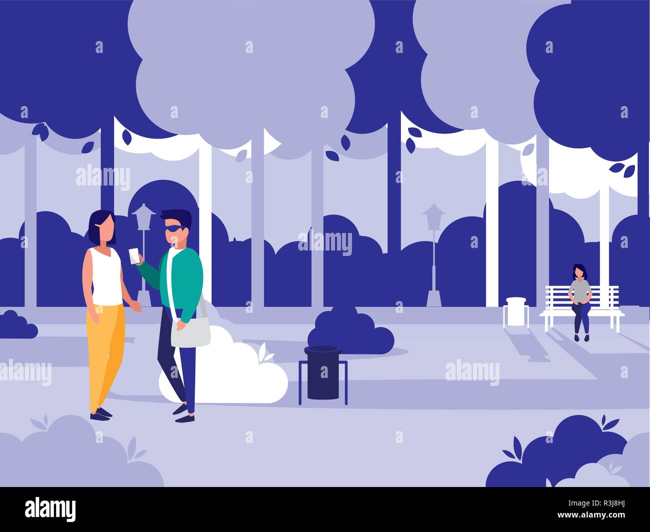 couple walking in the park ,colorful design, vector illustration Stock ...
