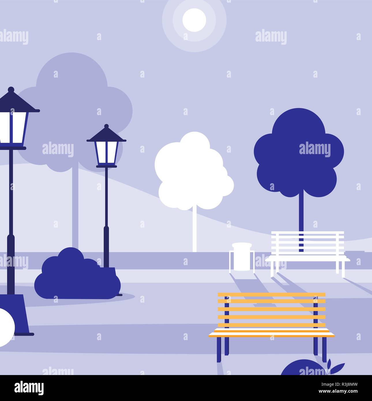 Park with bench and trees,colorful design, vector illustration Stock ...