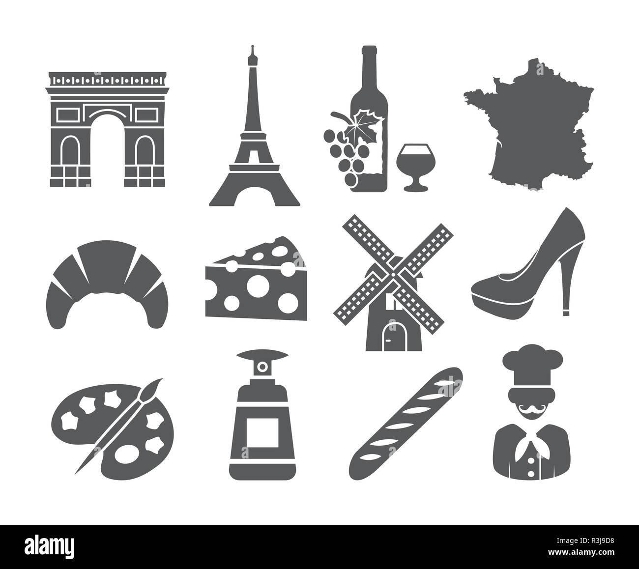 France icons set Stock Vector