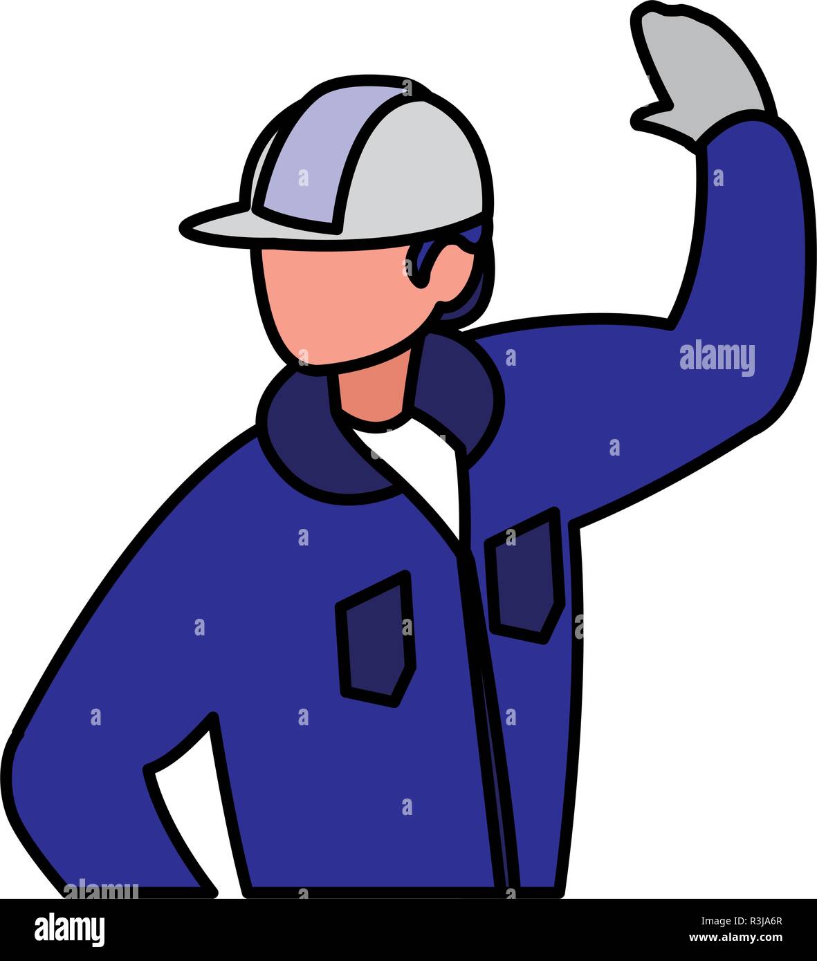 builder with safety helmet over white background, vector illustration Stock Vector