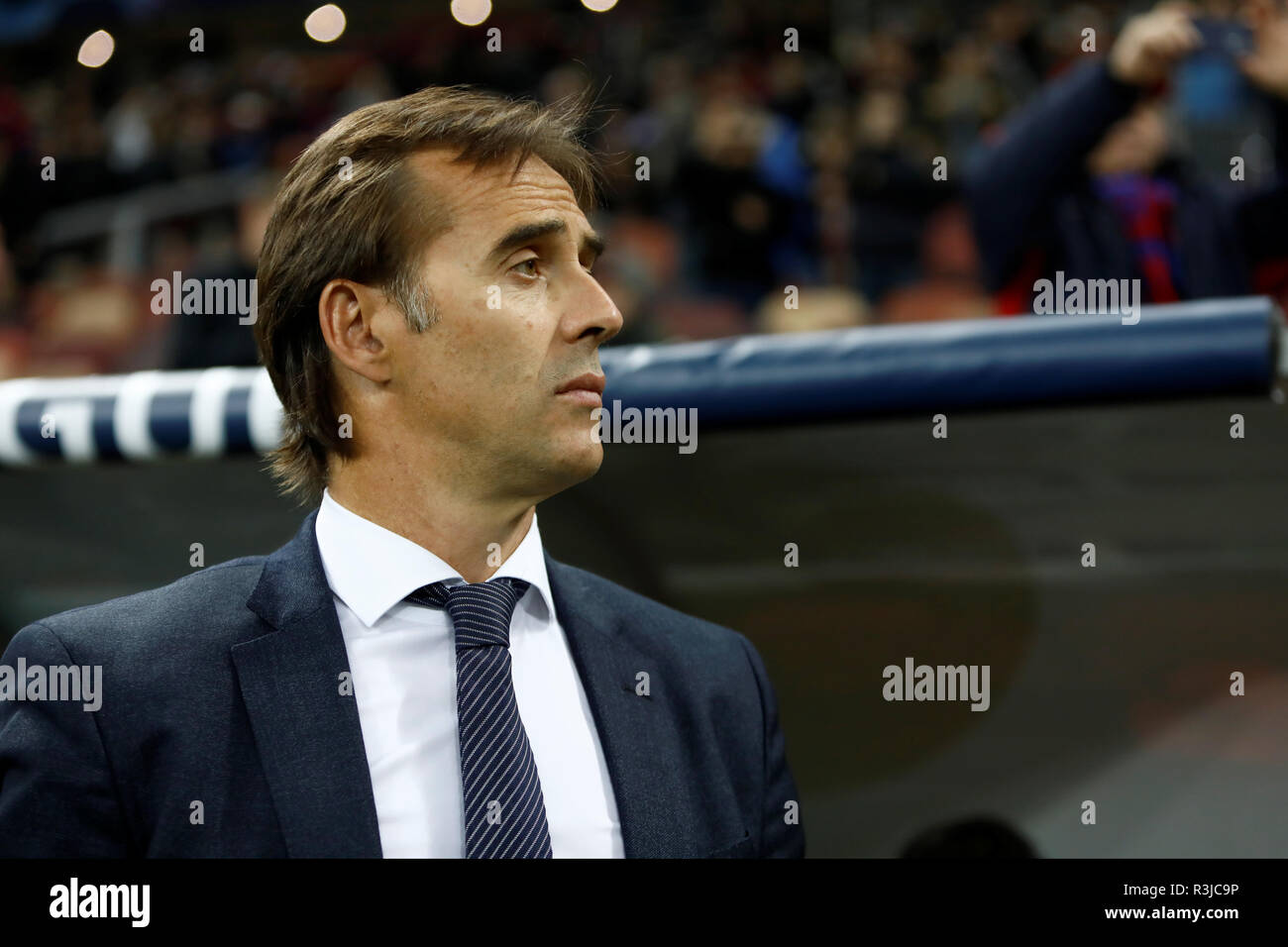 MOSCOW, RUSSIA - OCTOBER 02: Real Madrid head coach Julen Lopetegui look on during the Group G match of the UEFA Champions League between CSKA Moscow and Real Madrid at Luzhniki Stadium on October 2, 2018 in Moscow, Russia. (MB Media) Stock Photo