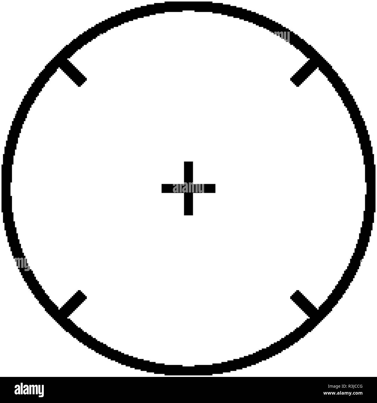 Simple sniper target black icon isolated on white background. Stock Vector