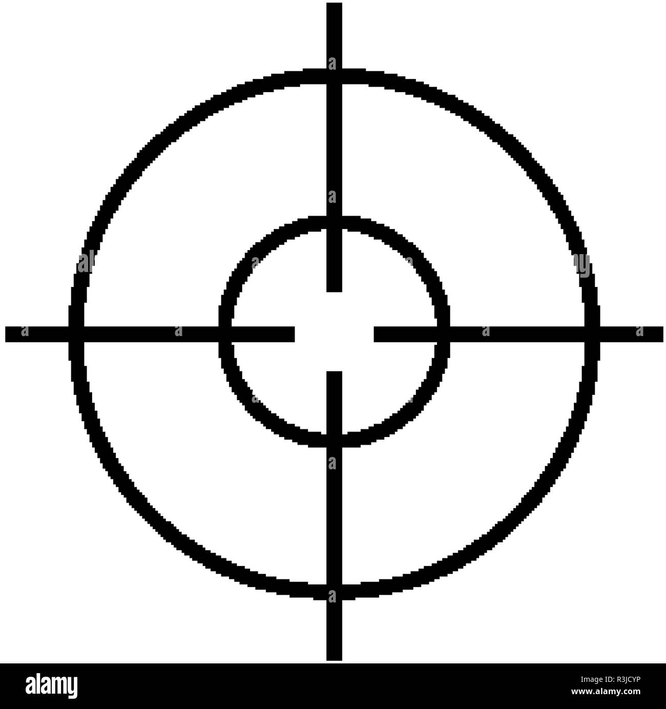 Military sniper rifle scope collimator sight icon Stock Vector