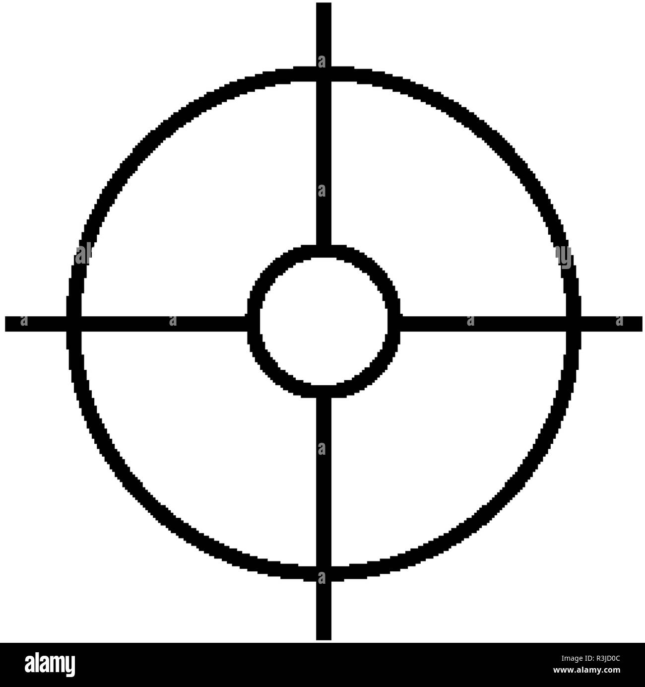 Military sniper rifle scope collimator sight icon Stock Vector