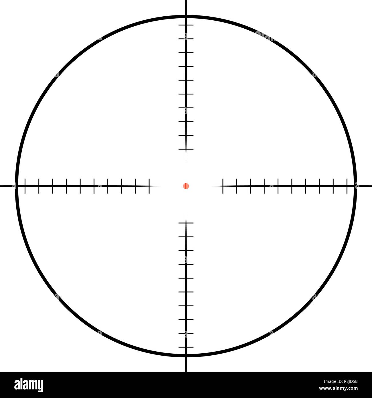 Collimator sight icon with red aim dot Stock Vector