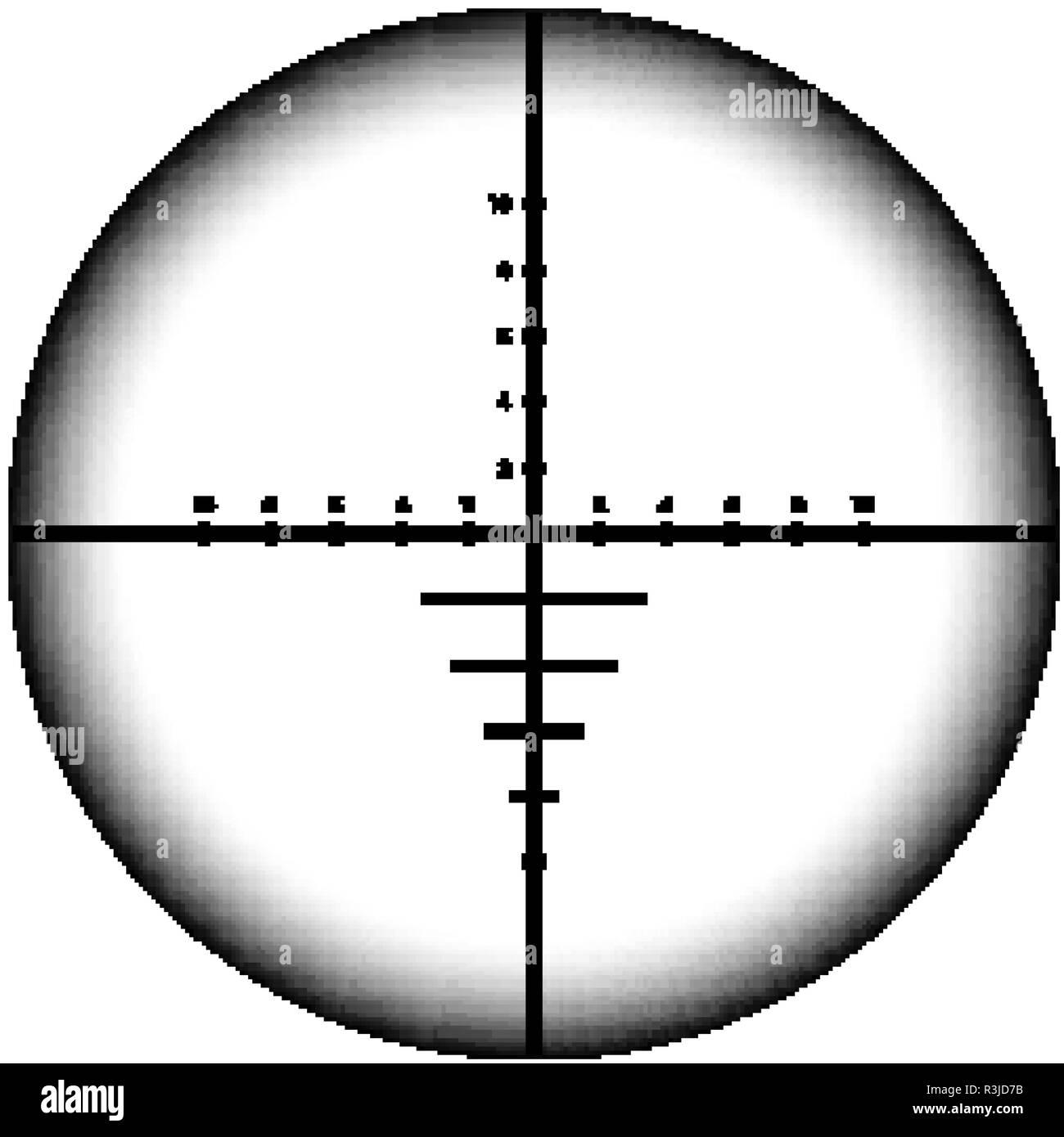 Military sniper rifle scope collimator sight icon Stock Vector