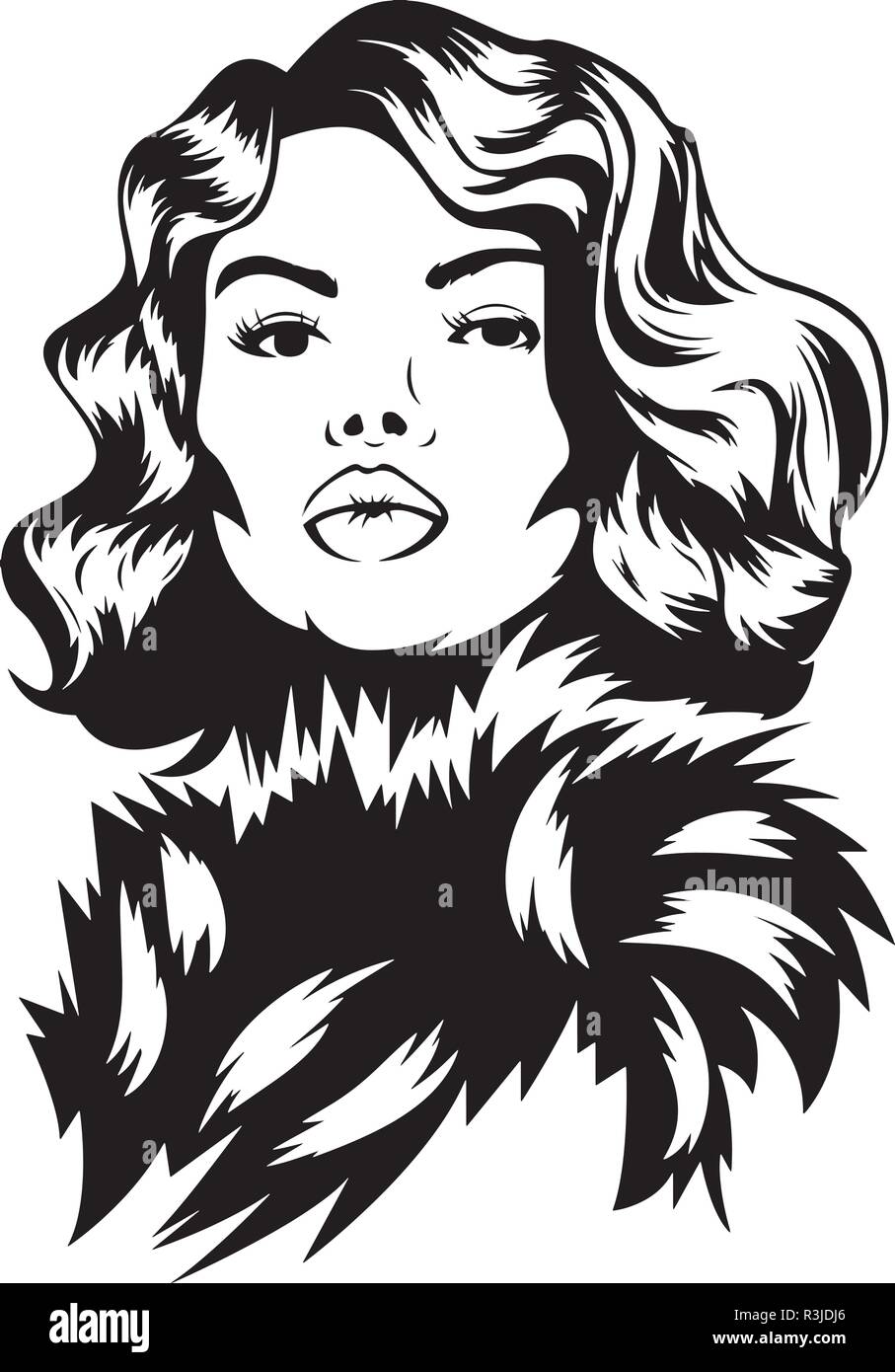 Woman Retro Style Classy Lady Pin Up Girl Stock Vector