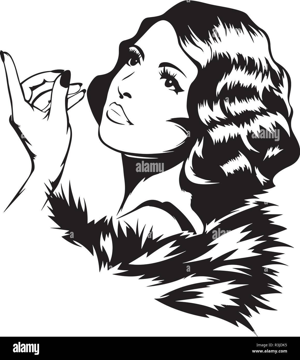 Woman Retro Style Classy Lady Pin Up Girl Stock Vector