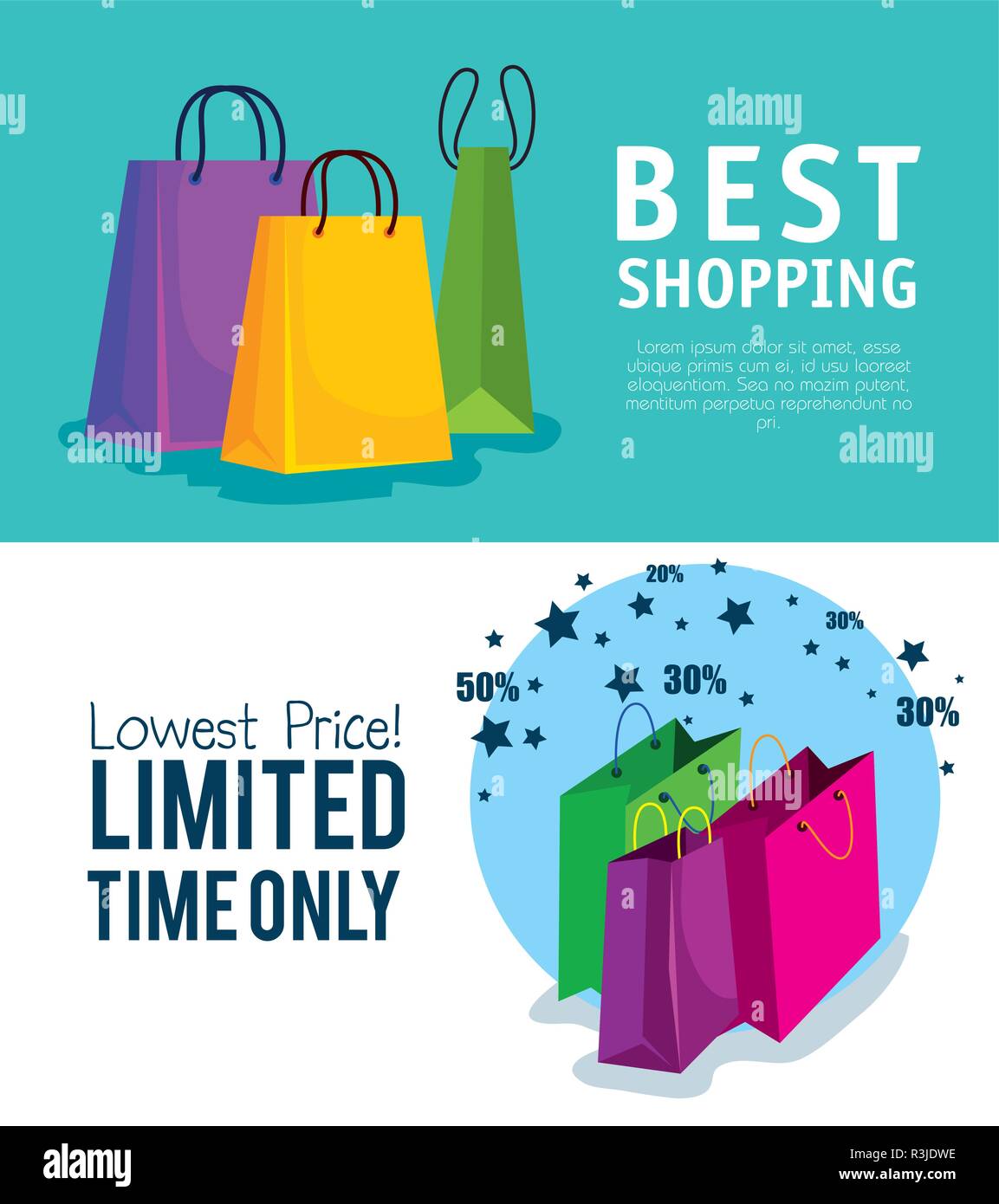 set shopping bags to online sale offer Stock Vector Image & Art - Alamy