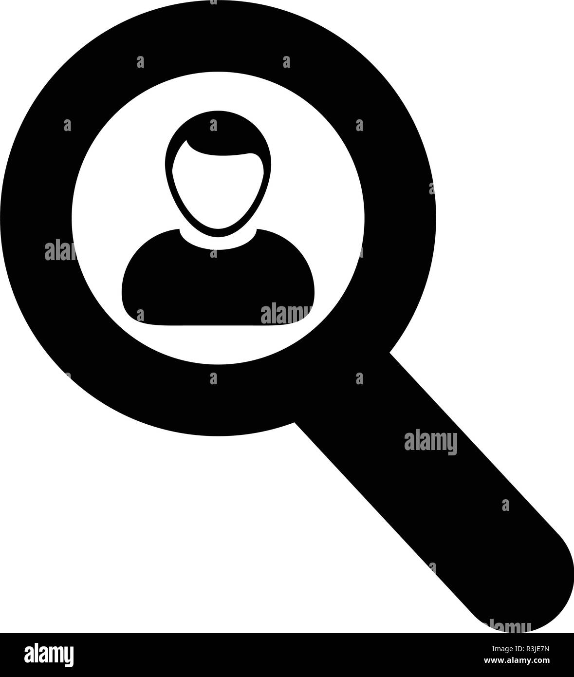 Find people icon vector male user person profile avatar with magnifying ...