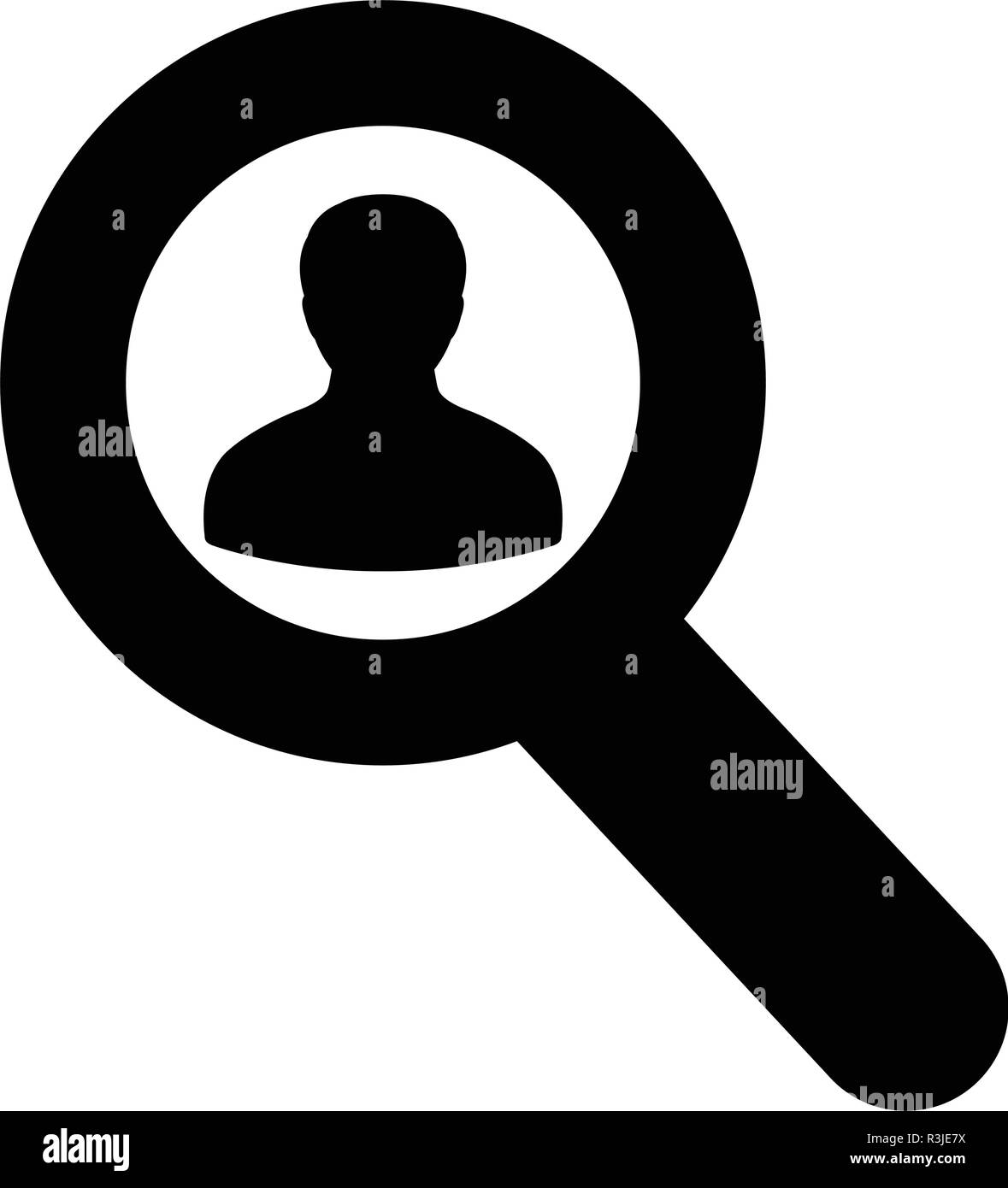 Zoom icon vector male user person profile avatar with magnifying glass