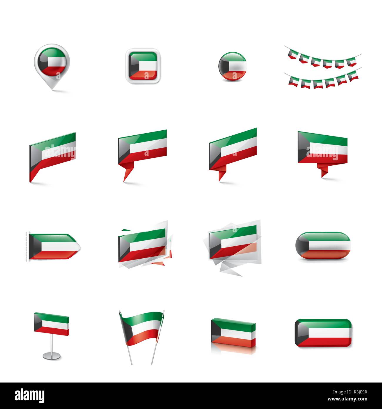 Kuwait flag, vector illustration on a white background Stock Vector ...